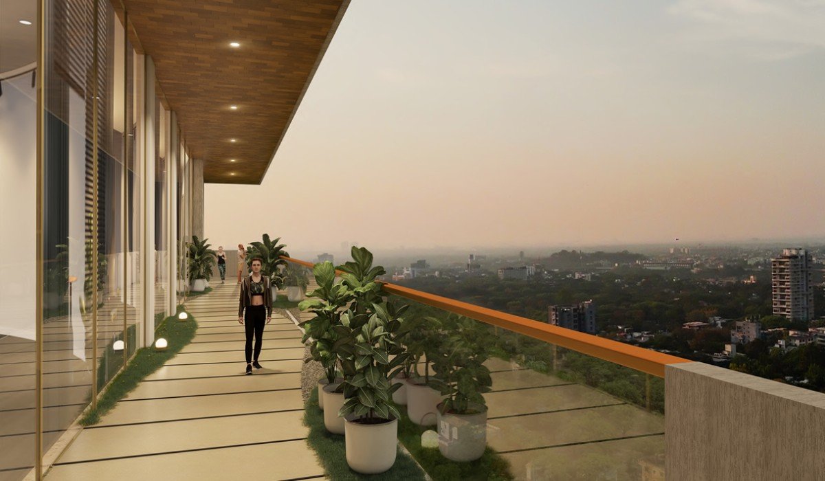 SKY DECK WITH A CANTILEVER JOGGING TRACK